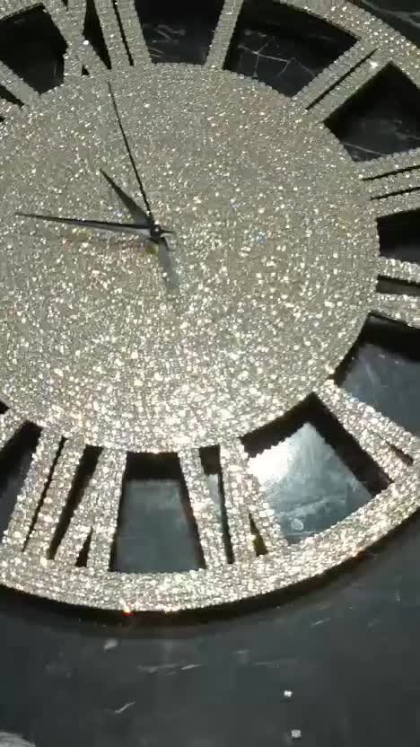 40 Cm (15 Inç) Swarovski Crystal Wall Clock, Glam Sparkle Design