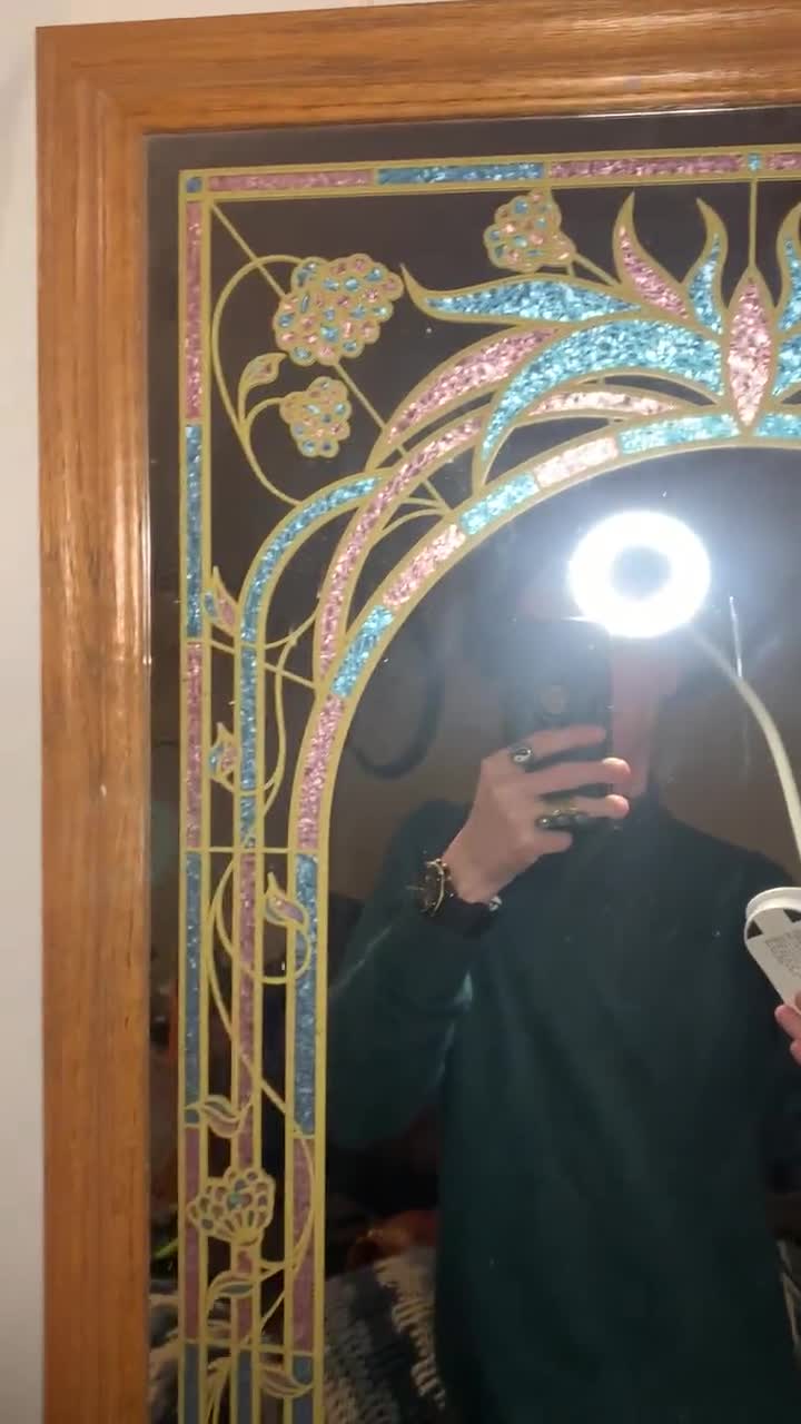 Vintage 1980's Windsor Art Faux Stained Glass Mirror 35”X21” - Etsy