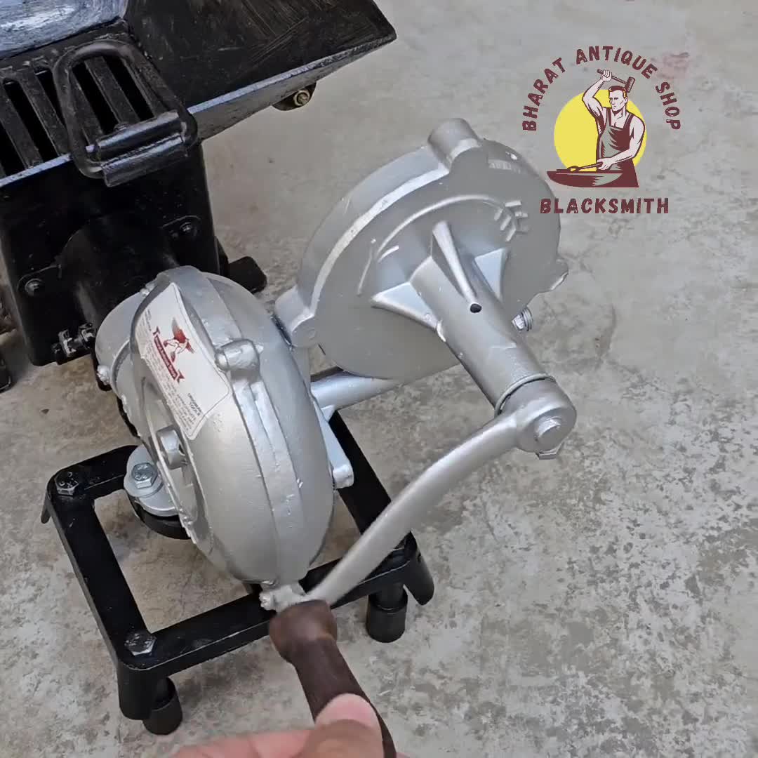 Wood Coal Burning Blacksmith Forge Furnace Work Hand Crank Fan Air Blower Fire Pit video poster