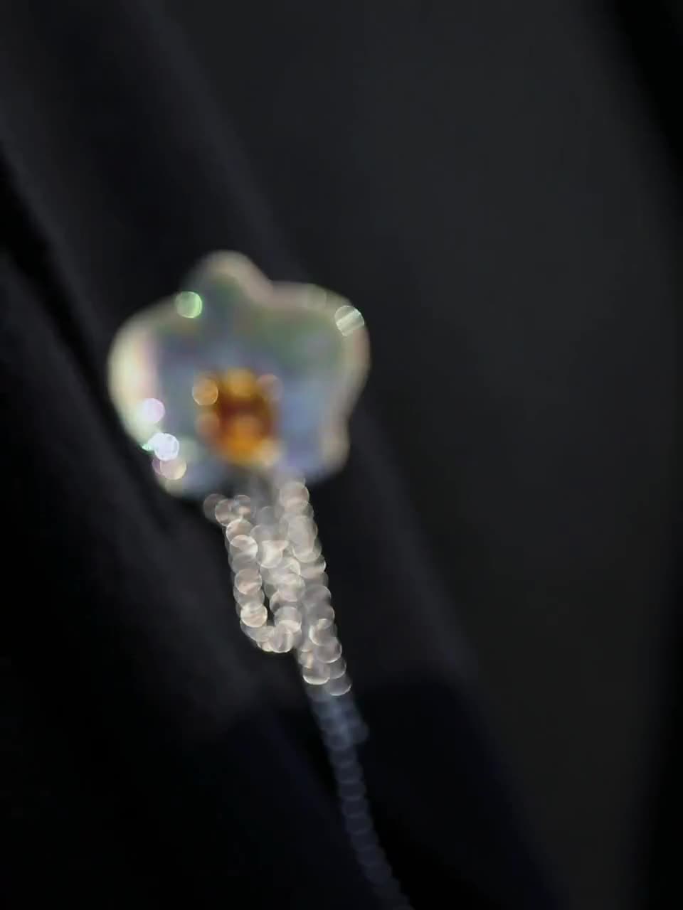 YIHE 陶器アクセサリー「胡蝶蘭」ペンダントネックレス ハンドメイド