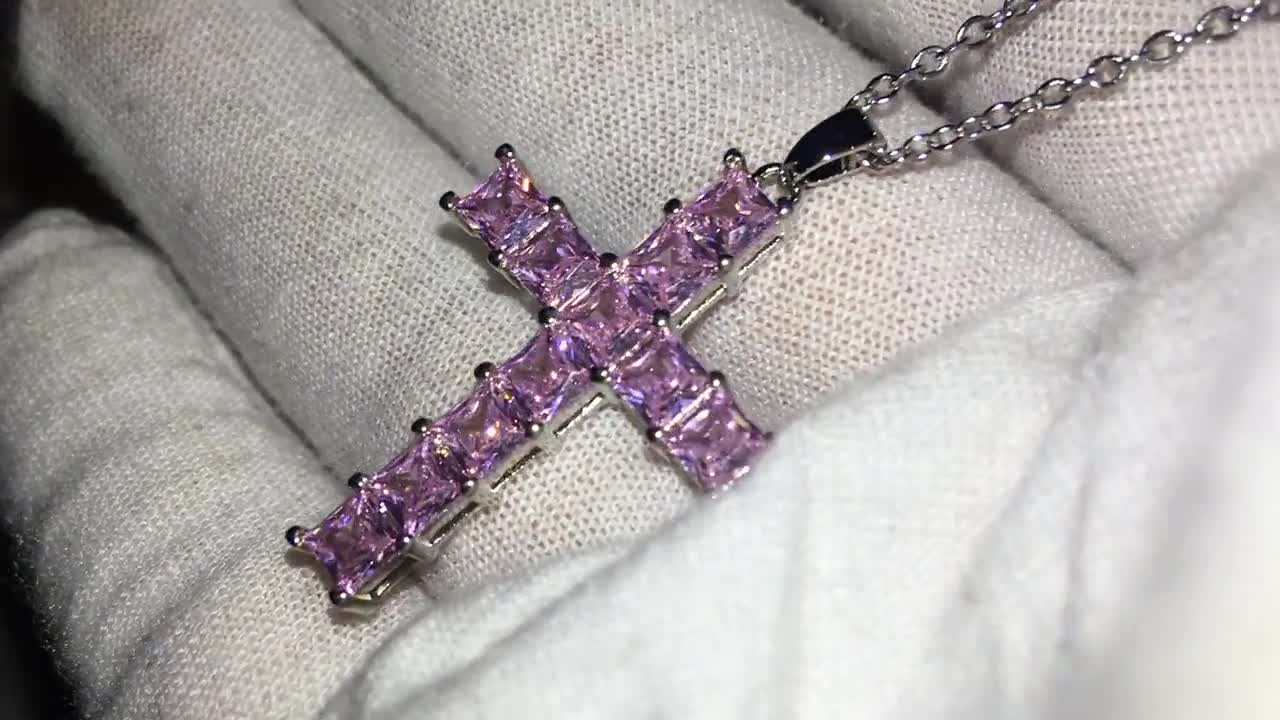 Pink diamond hot sale cross pendant