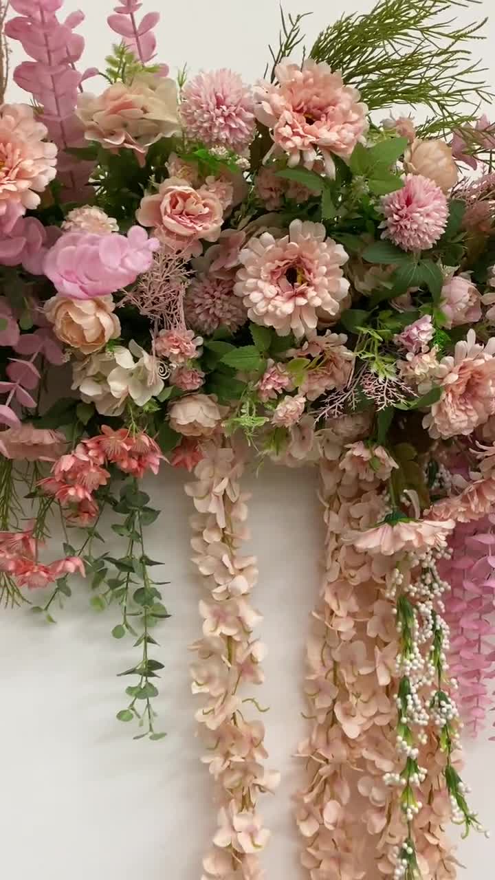 Pink Wedding Arch Flower Greenery Wedding Arrangement with Pink Fowers  Spring Wedding