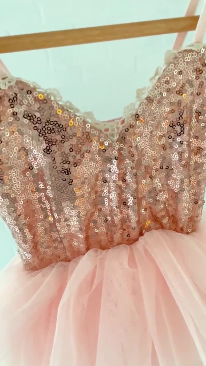 Rose gold sequin shop and tulle dress