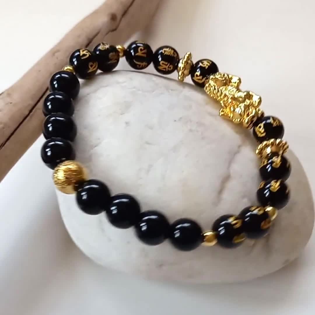 Black Pixiu Bracelet, Feng Shui Bracelet, Dragon Bracelet