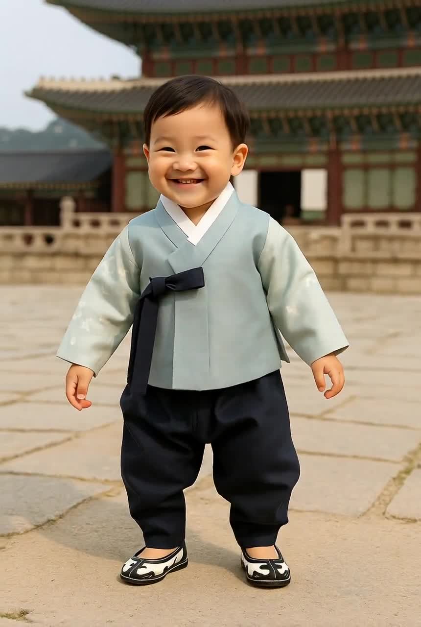 Boys Hanbok Set: Royal Korean First Birthday Outfit