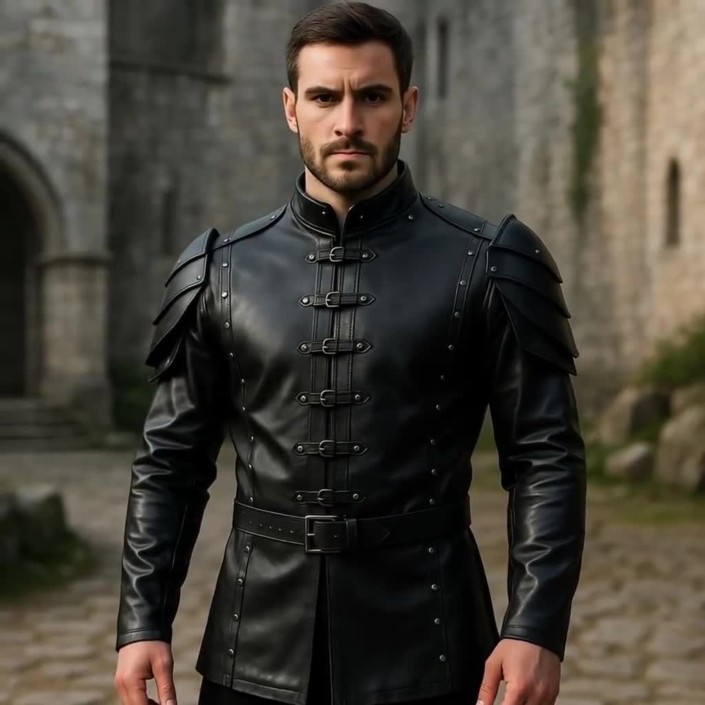 Medieval Premium Leather Armor Jacket | Black Leather Jacket With
