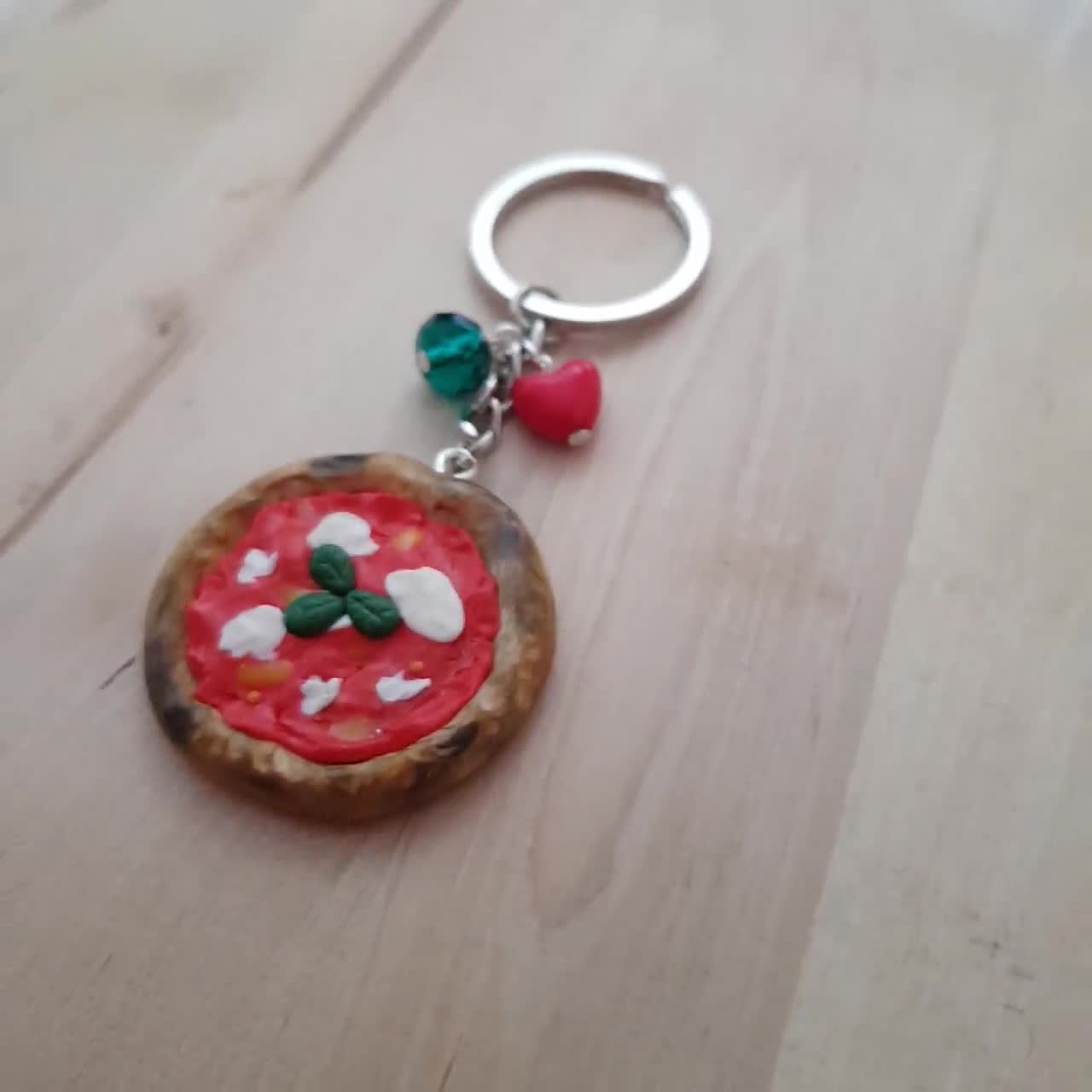Wakerda 5 portachiavi in resina artificiale con ciondolo a forma di pizza, decorazione per borsetta, idea regalo per donne e uomini