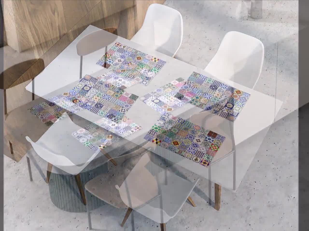 Buy Colorful Azulejos Tiles Placemats Printed on Vinyl, Farmhouse