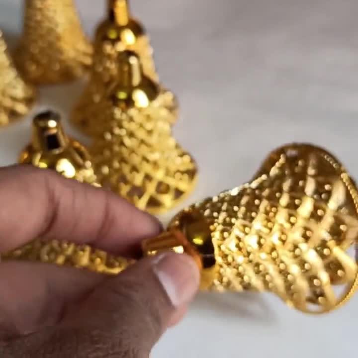 Garland Plastic Bells for Crafts Home Decor Golden Hanging Bell 2.5 Inch  Artificial Bells for Crafting Hangings and Decorations Item 