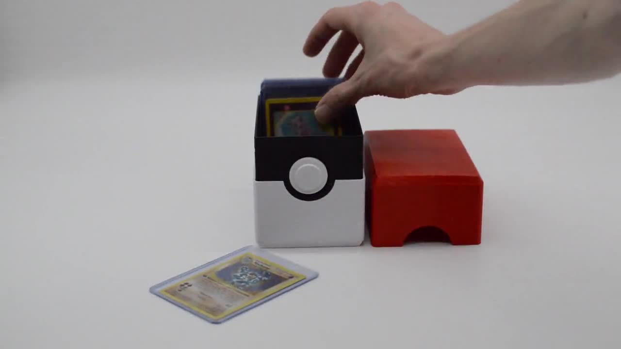 Pokeball Card Box for Toploader Sleeves 3D Printed Pokemon Card Holder 