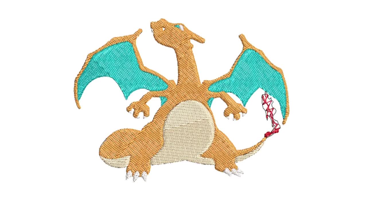 リザードン刺繍デザイン ポケモンリザードン、ポケモン