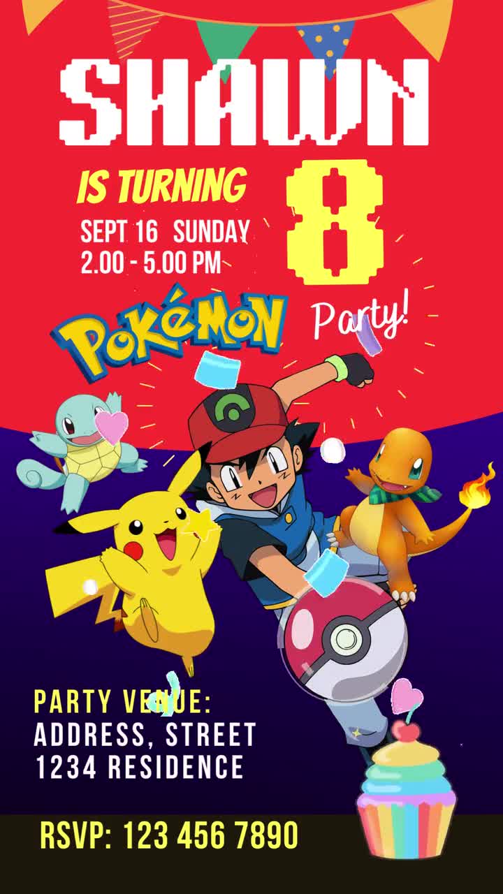 Pokemon Birthday Invitation Video Animated Card – Easy Inviting