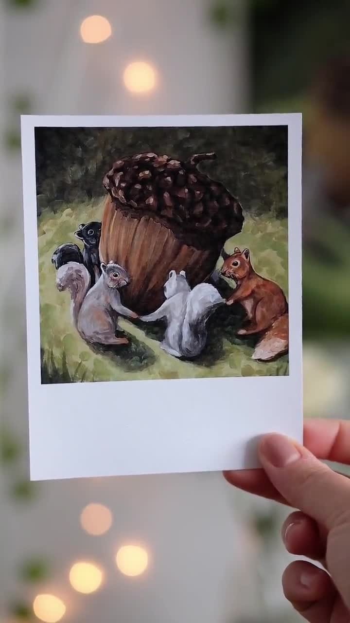 FAIRYCORE ART PRINT 8x8 Raccoon and Mushroom Art Print Fairycore