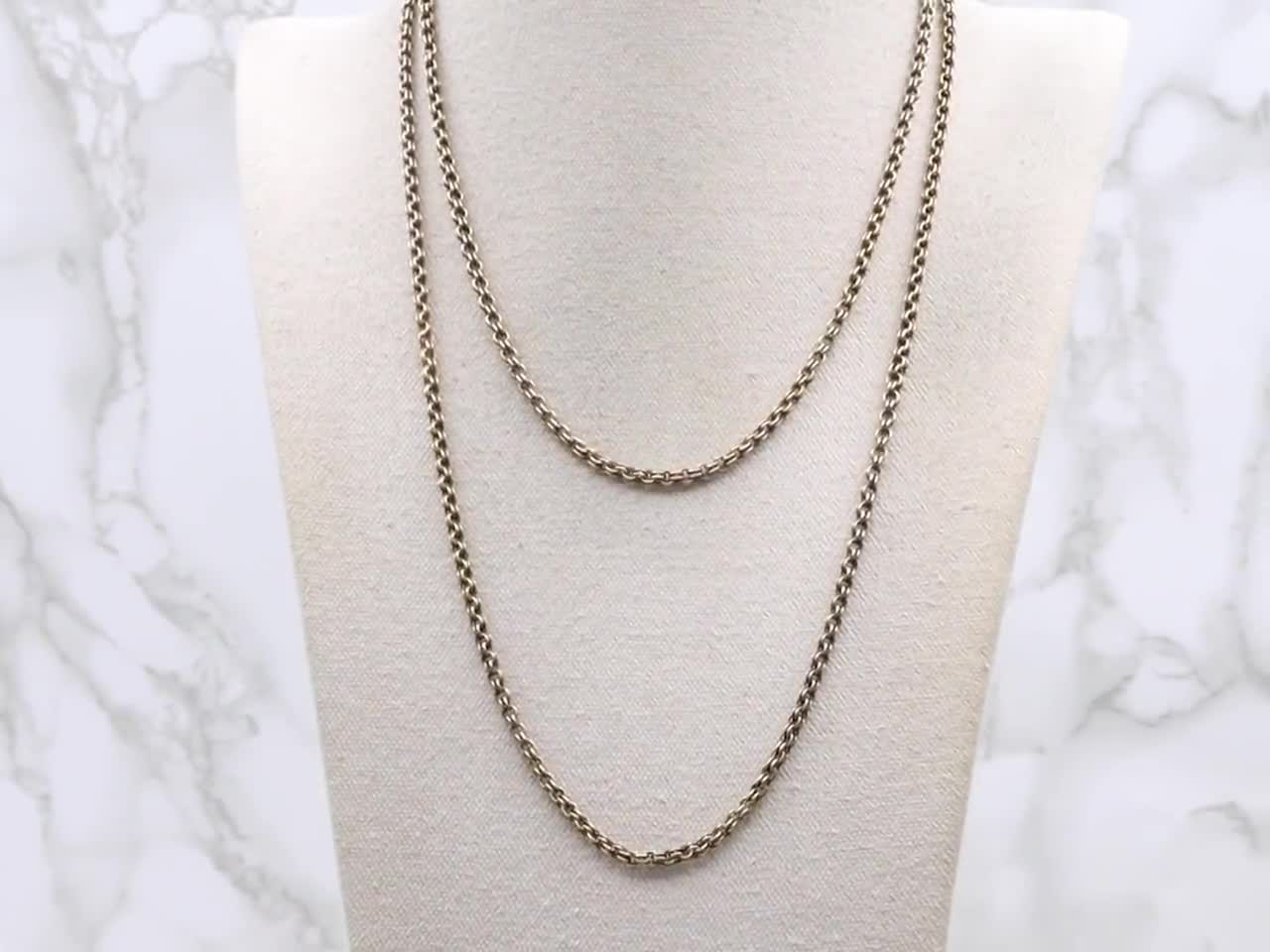 アンティーク 14K ゴールド ダブルリンクチェーンネックレス 41インチ