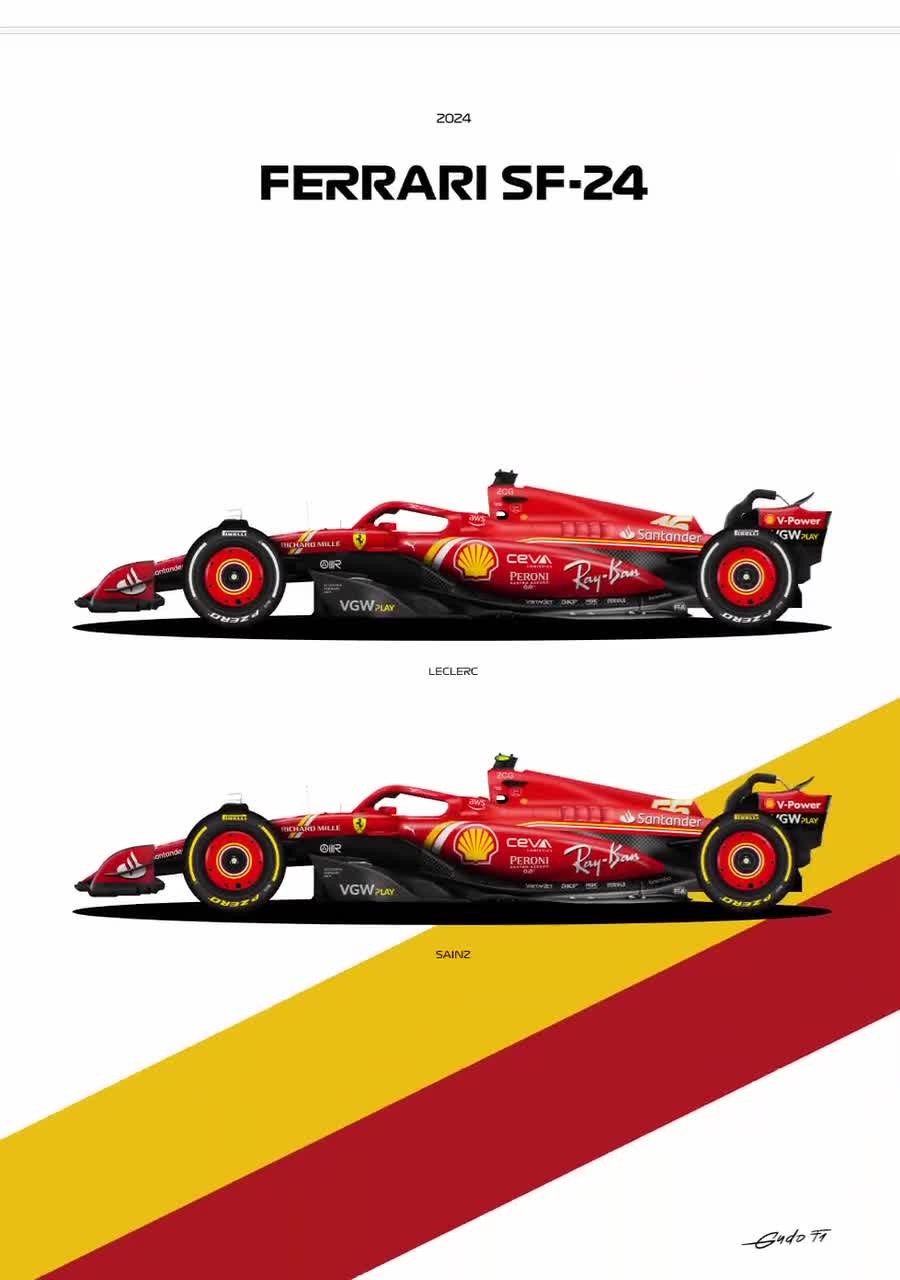 F1 Ferrari SF-24, Charles Leclerc and Carlos Sainz Car 2024 Vector  Illustration Poster, 16 Poster Variants - Etsy