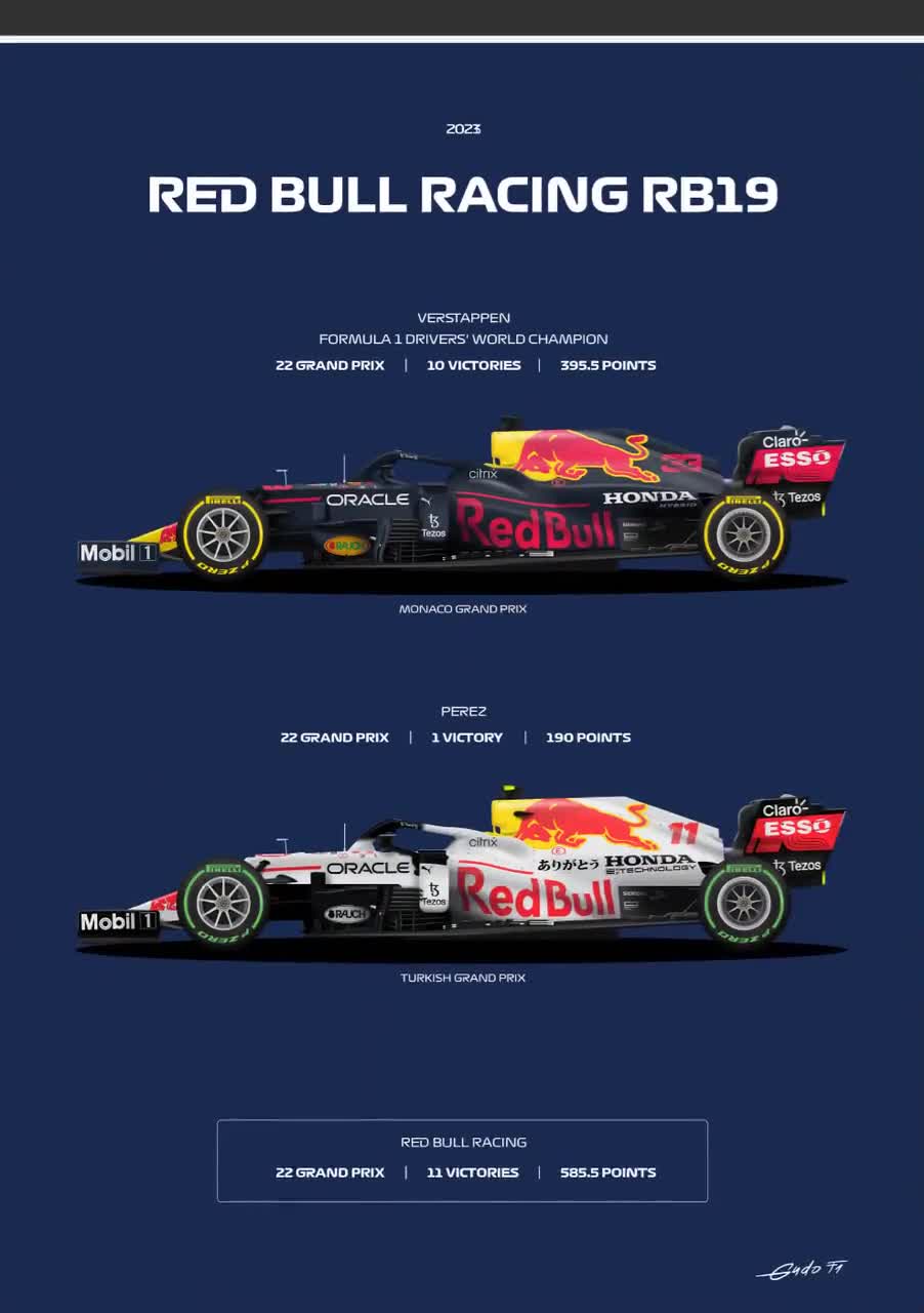 Red Bull RB16B Poster: Verstappen, Perez, 2021 World Champion - Etsy