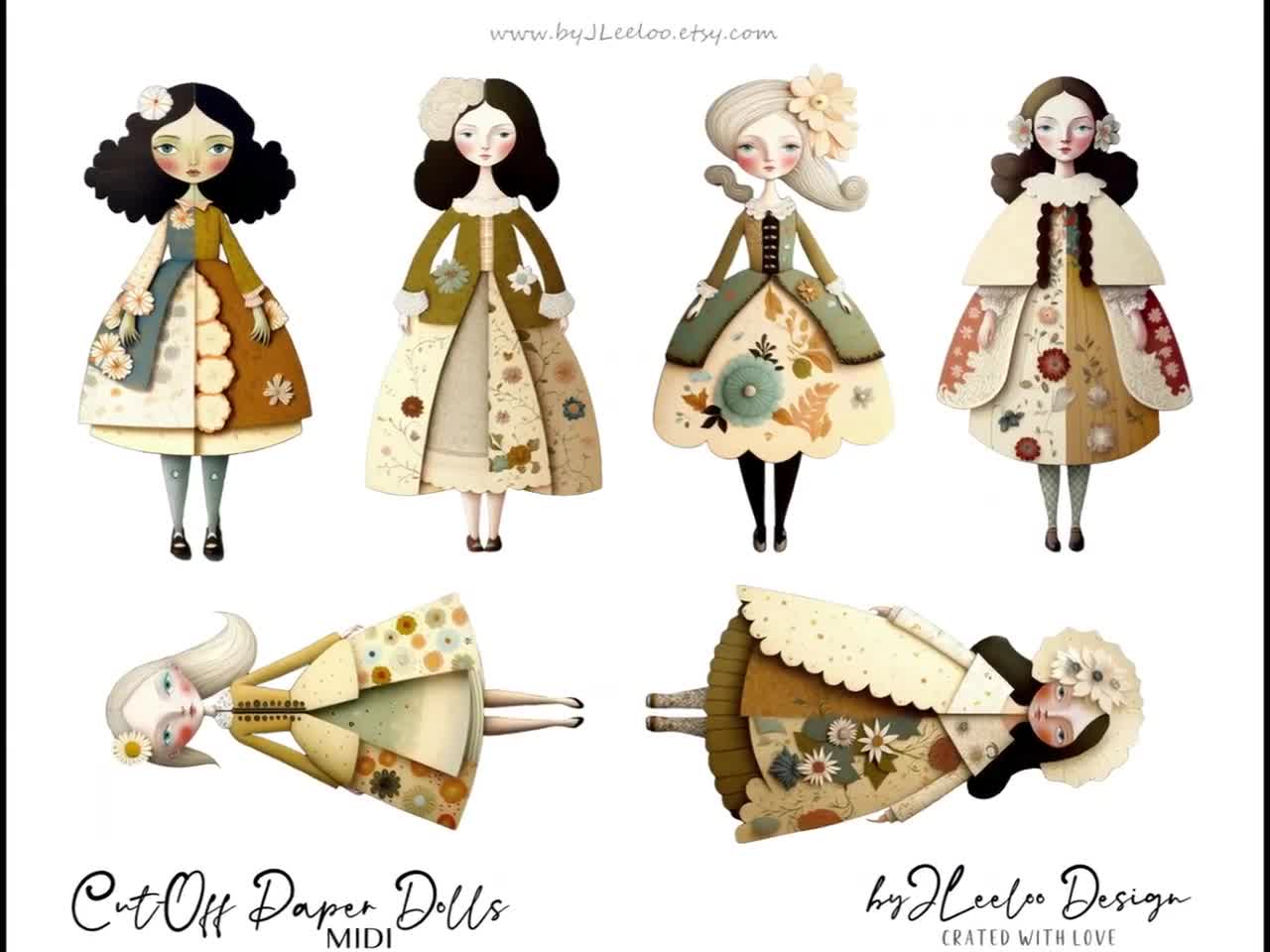 Buy PAPER DOLLS and Sceneries Printable Kit Junk Journal Ephemera Dolls  Journaling Supplies Collage Fussy Cut Doll Images Digitals Pp594 Online in  India 