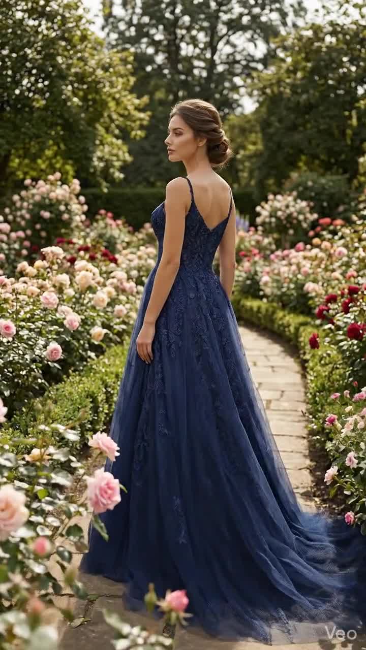 abundant charm navy blue 3d floral applique maxi dress Alvana Floral Appliqué Maxi Dress Navy | Wedding Guest Dress