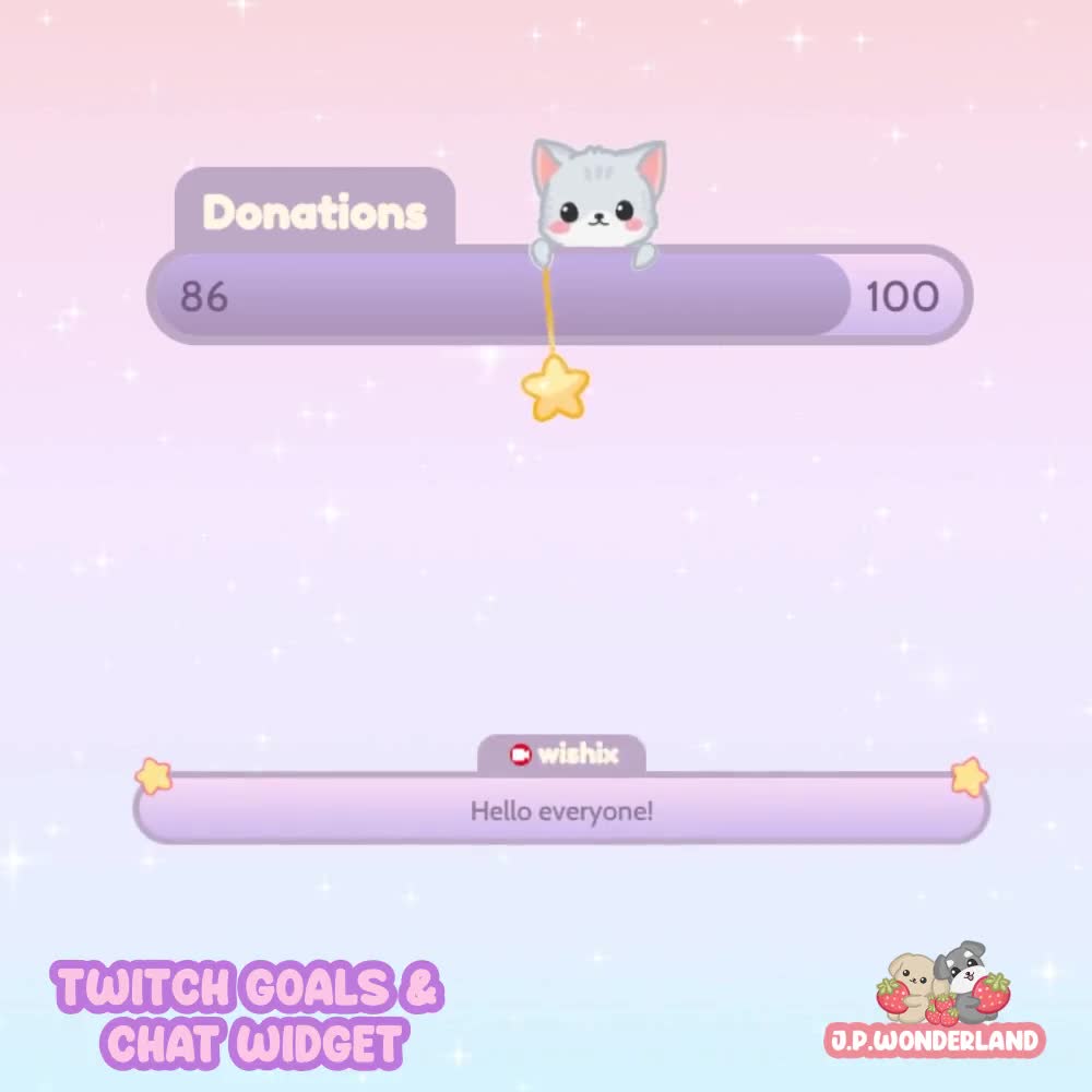 Cute Animated Cat Twitch Goals & Chat Widgets Kitty on the 