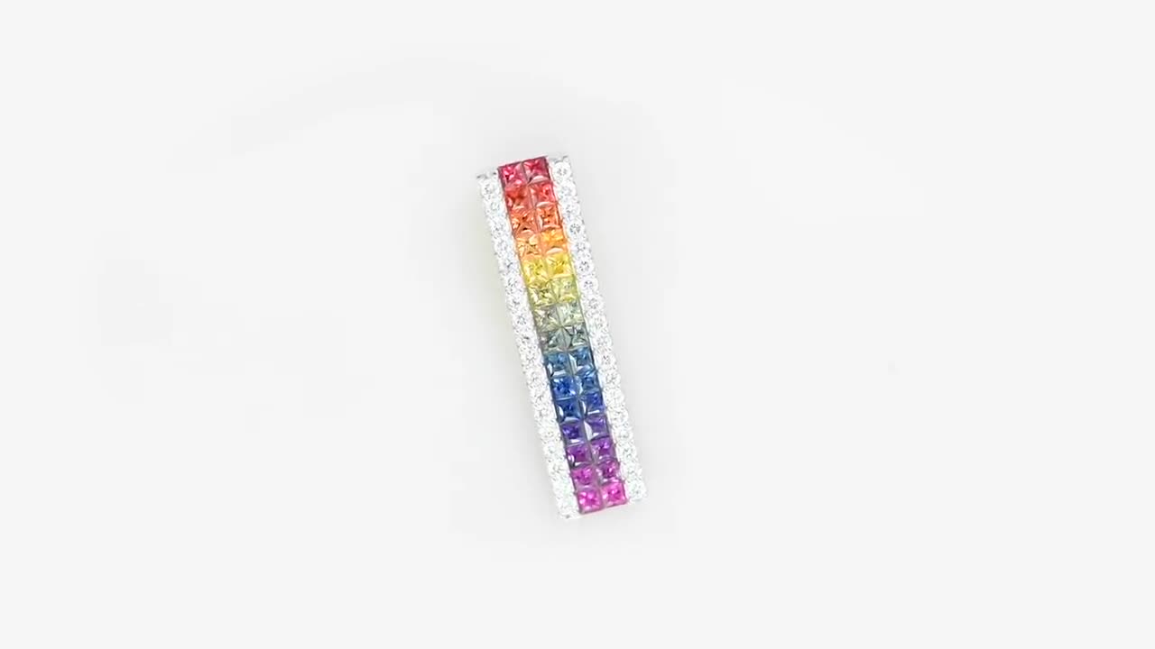 SANTA BARBARA, Colgante de diamantes de oro, Collar de bandera arcoíris,  Orgullo Lesbiano Gay Pansexual Asexual, Joyería DemiSexual