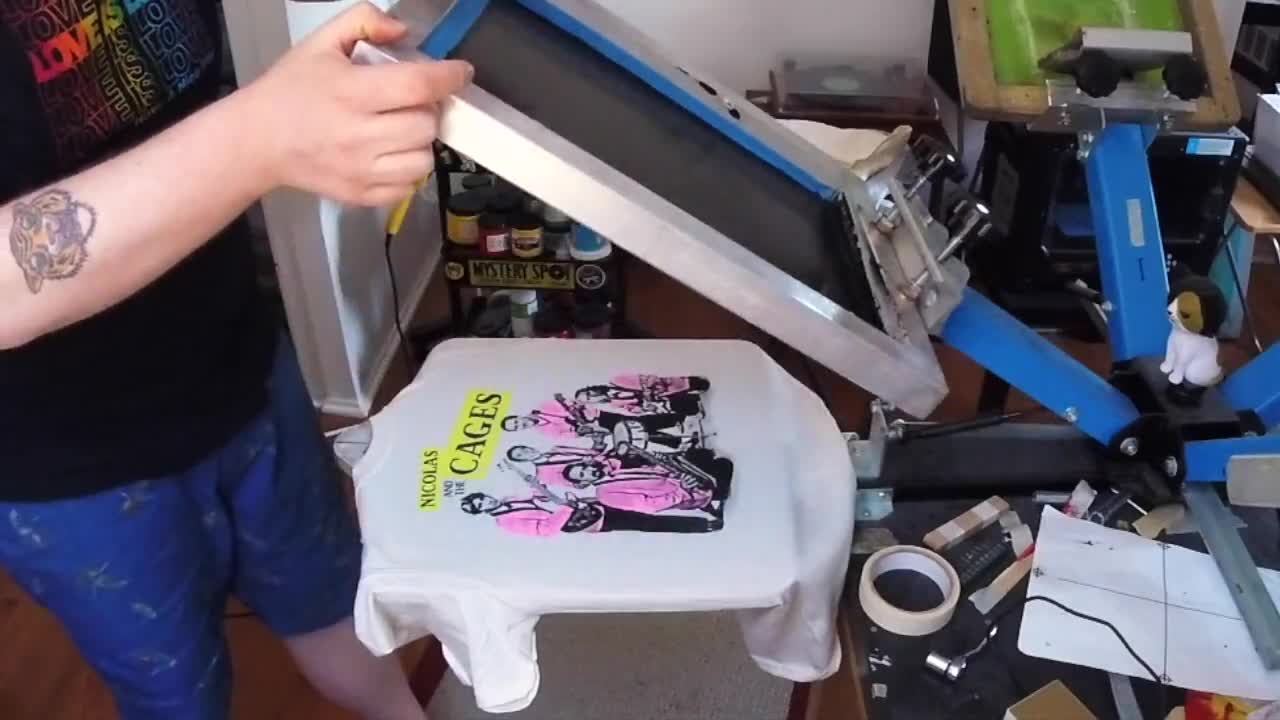 Nicolas Cage Band Shirt (The *Original* GnuYorker Hand Printed Design // 3  Color Print) \, image size:1280x720