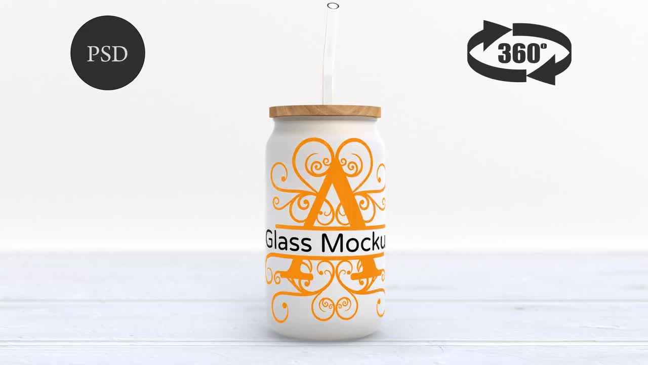 16oz Libbey Glass Can Mockup, Glass Beer Can Mock-up, Mug Mock ups, 16oz  clear soda can glass mockup, Print on Demand Image