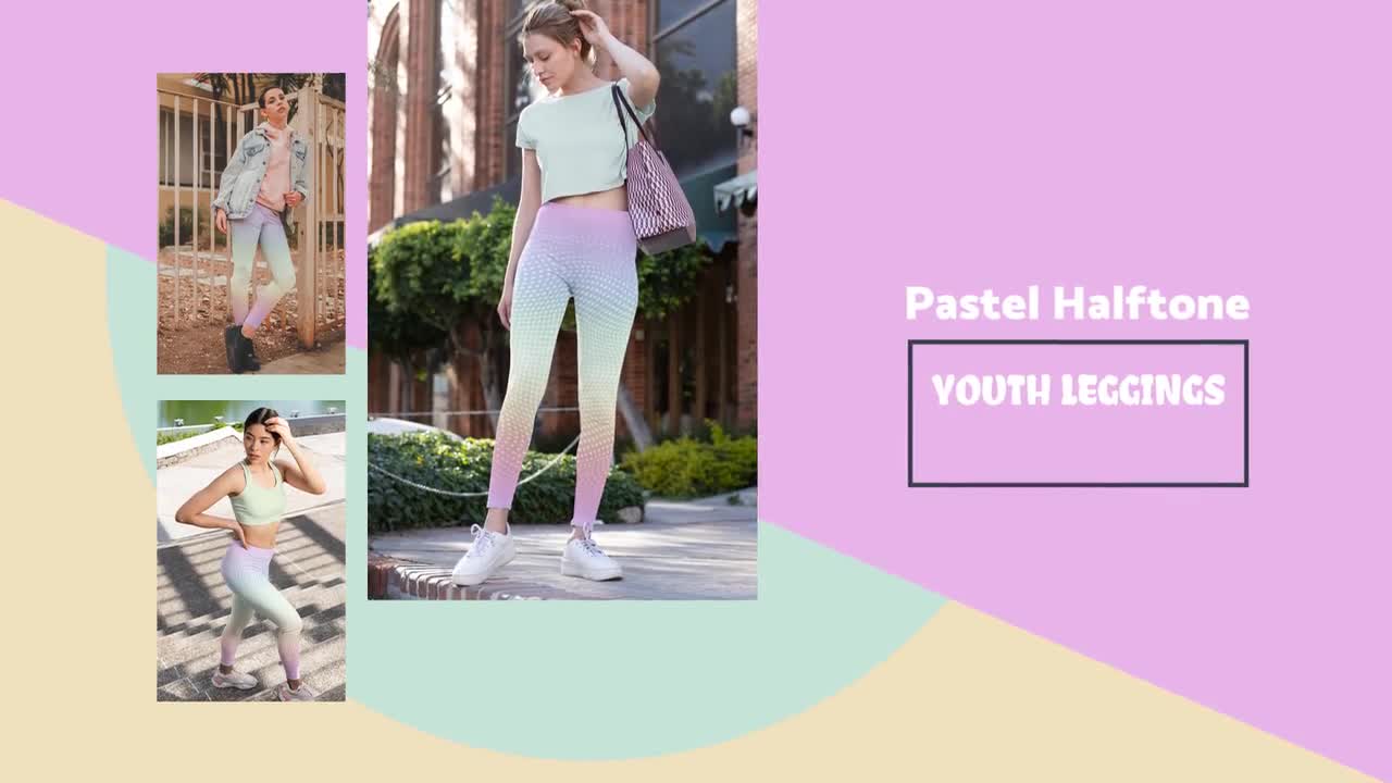 Pastel Halftone Youth Leggings, Pastel Rainbow Leggings for Teens Halftone  Pattern Rave Pants Springtime Leggings for Girls Fun Yoga Pants 