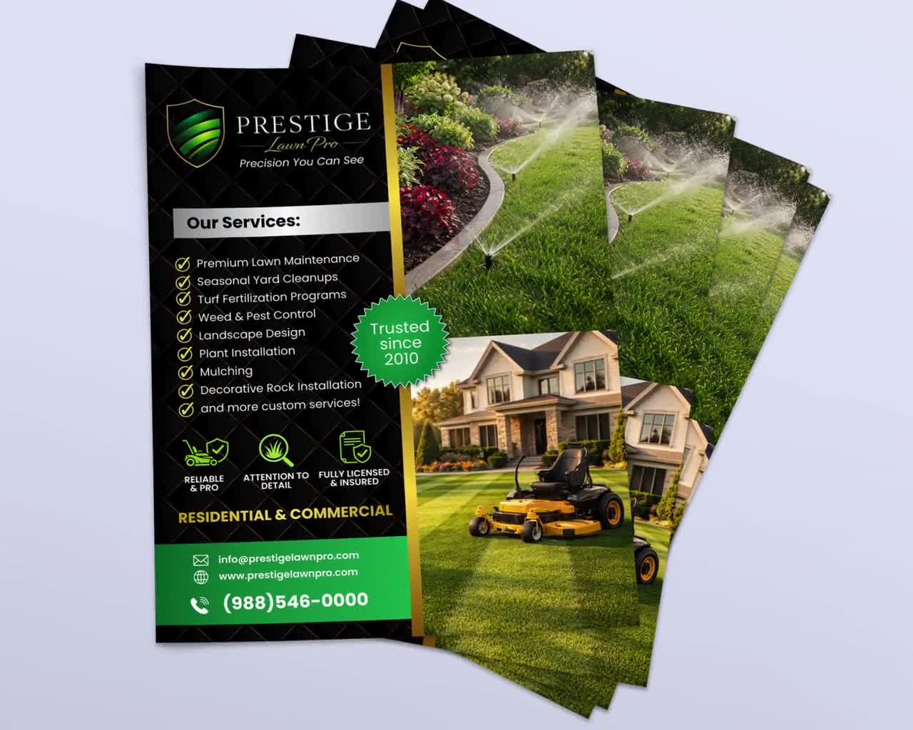 Luxury Lawn Care Flyer | Landscaping Business | Editable Canva Template | Lawn Maintenance Ad | Grass Cutting Service | Modern Gold Black video poster