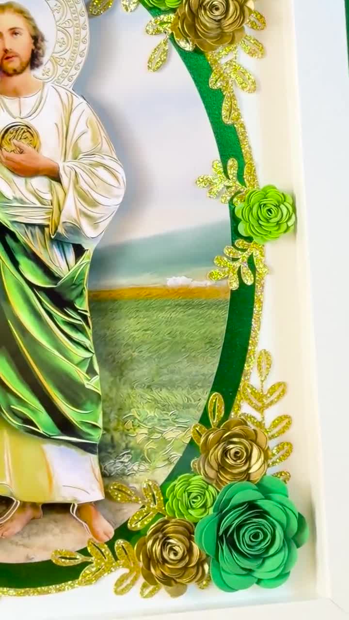 St. Jude Floral Shadow Box// San Juditas Tadeo Caja De Sombras Con