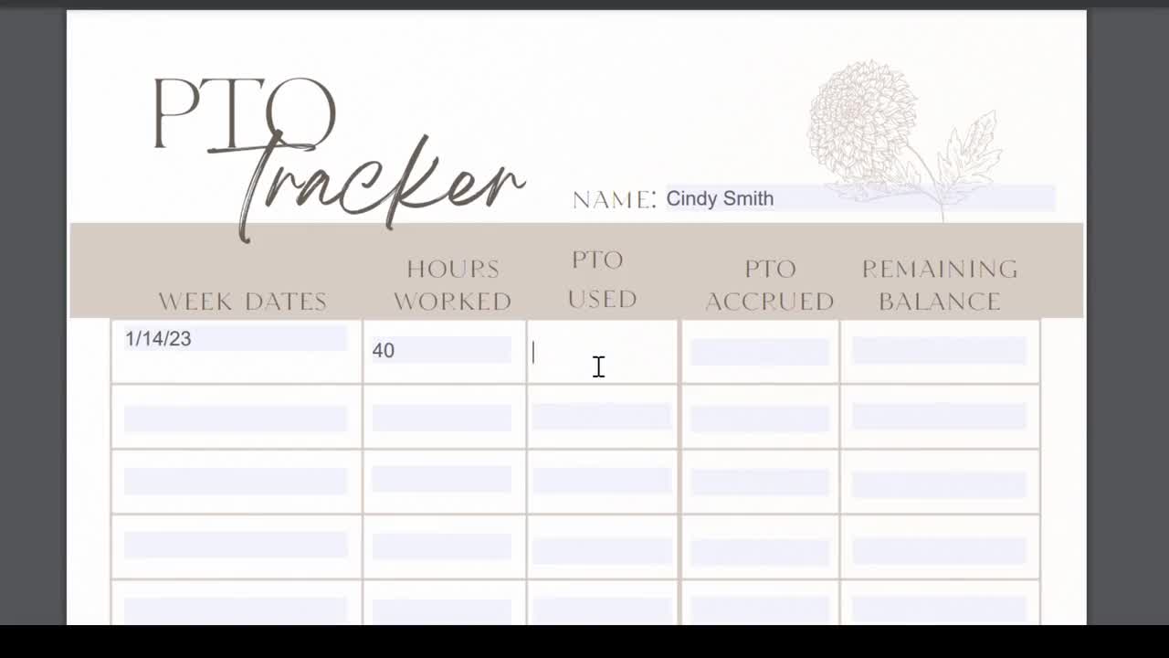 PTO Tracker Printable, Absence Tracker, Paid Time off Form, Employee PTO Template Pdf for Organization, Vacation Time Accrued Hours Tracker - Etsy for Free Printable Employee Vacation Tracker