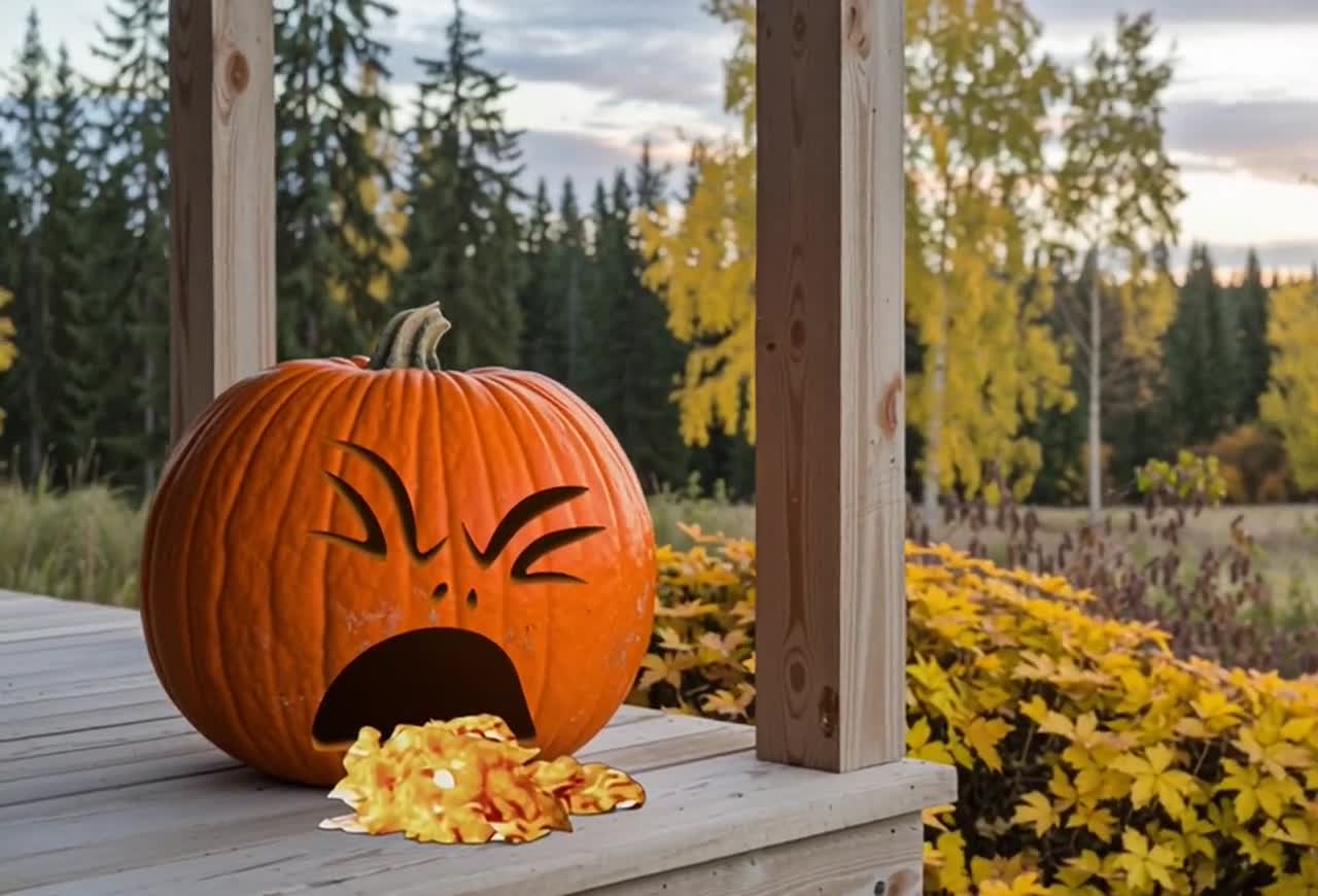 ユーモラスな吐き出すジャック・オー・ランタンのデザインステンシル