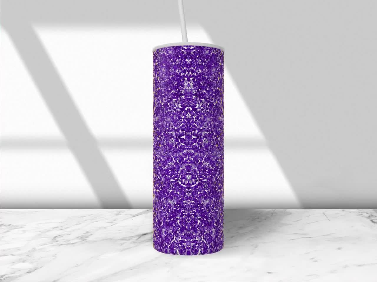 Purple Gold Football Glitter Tumbler Sublimation, School Football Tumbler  Template, Design 