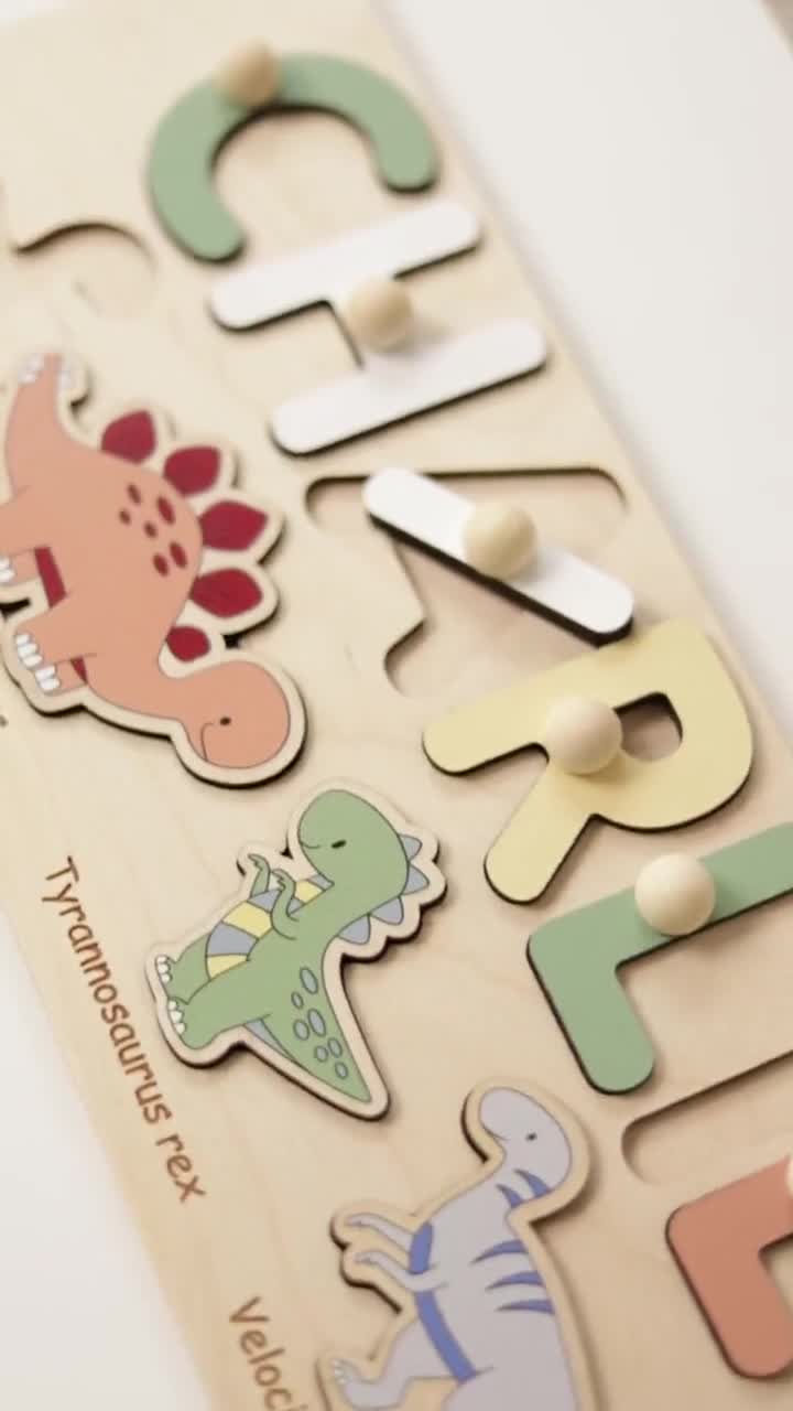 Personalised Wood Dinosaur Name Puzzle for Kids - CALLIE