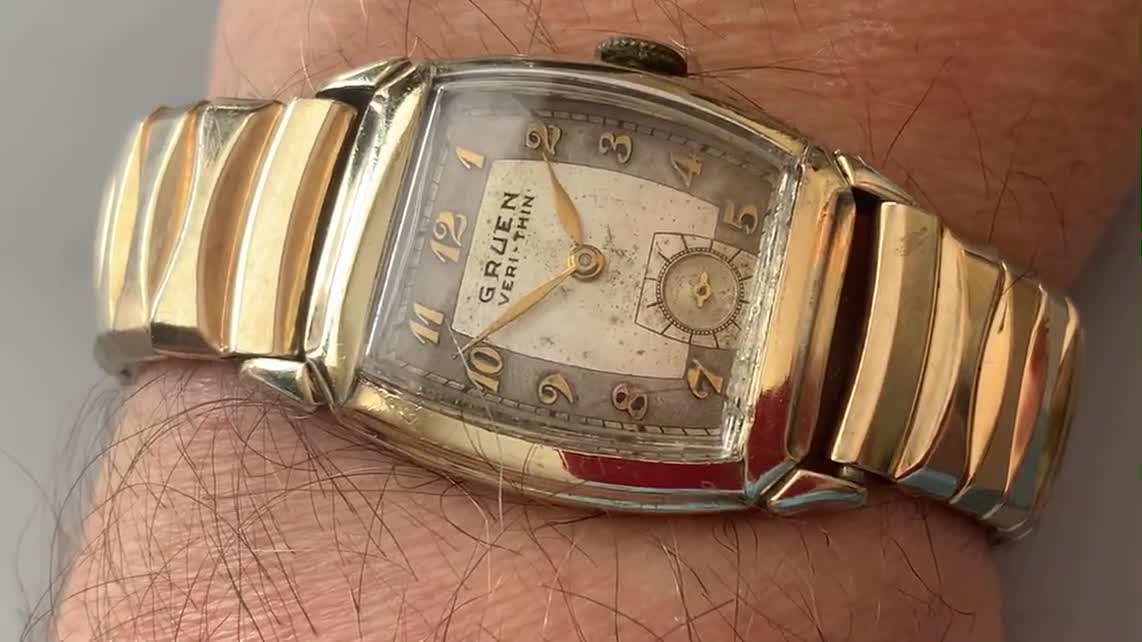 Mens Gruen Veri-thin Art Deco Watch: 10K Gold Filled, Click & Read