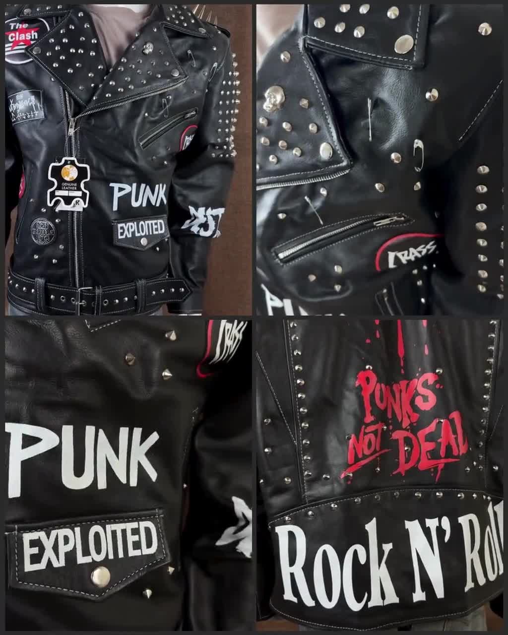 Studded Biker Jacket | Exploited Anarchy Punks Not Dead Spiked