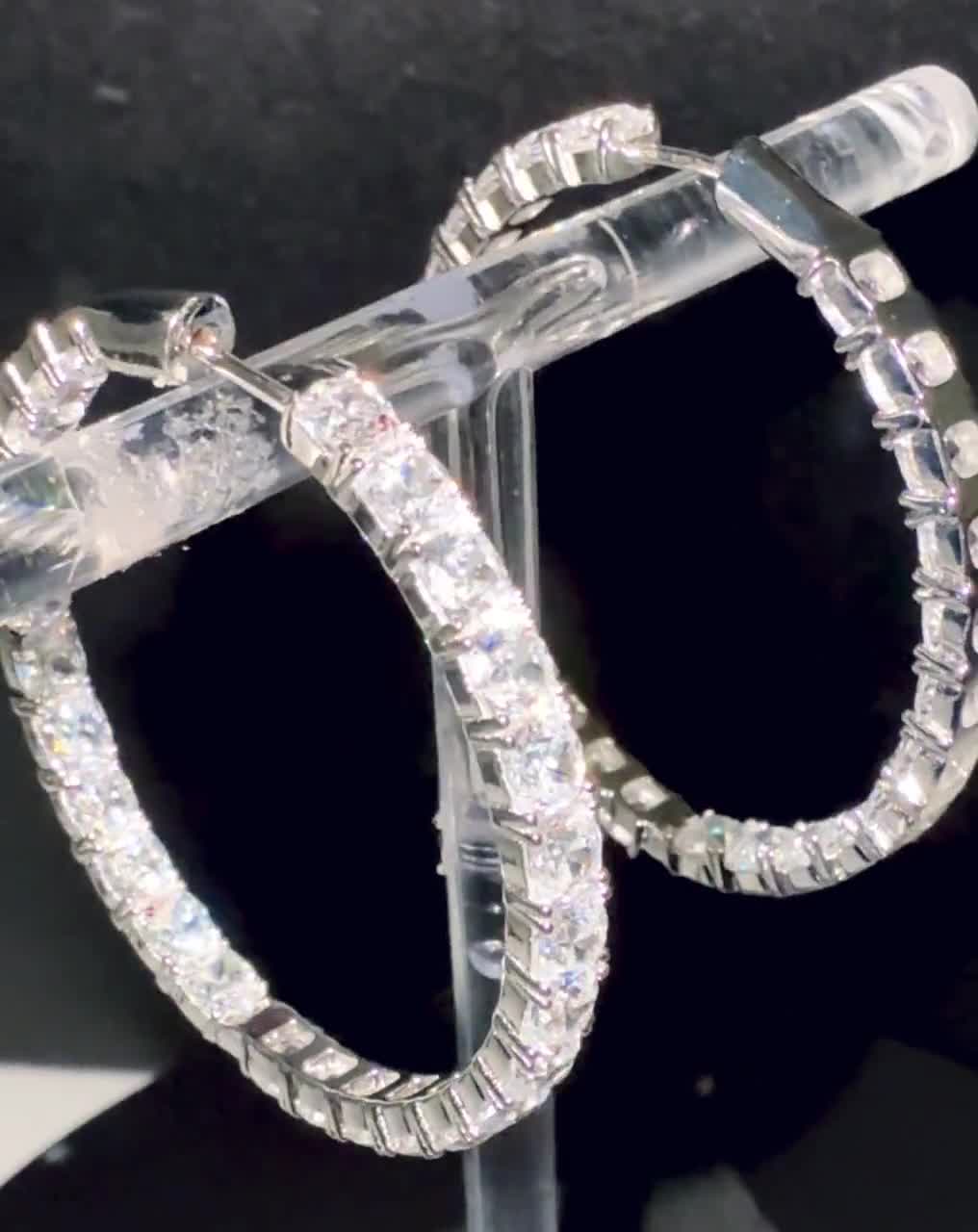 Offers on all items taken, APM Monaco XL Sterling Silver Hoop Earrings, White Micropavé Cubic Zirconia video poster