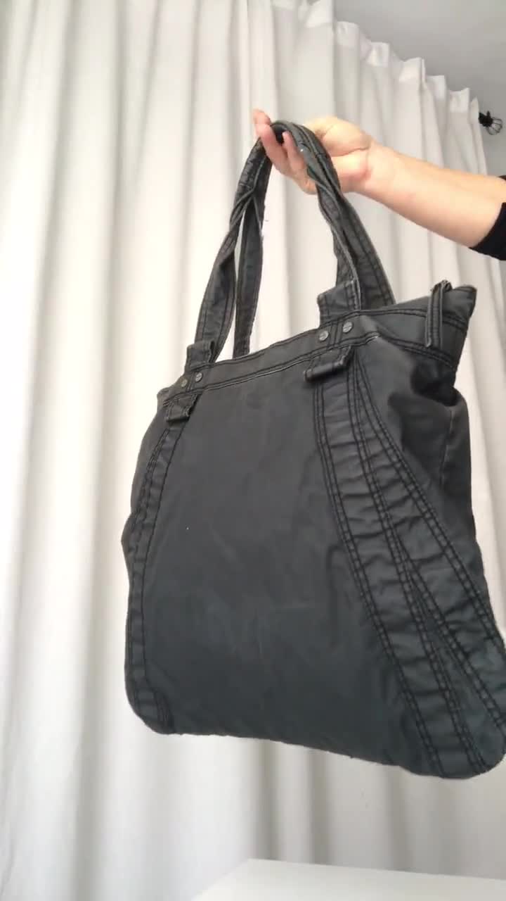 DIESEL Vintage Charcoal Gray Denim Shoulder Bag Cargo Multipocket