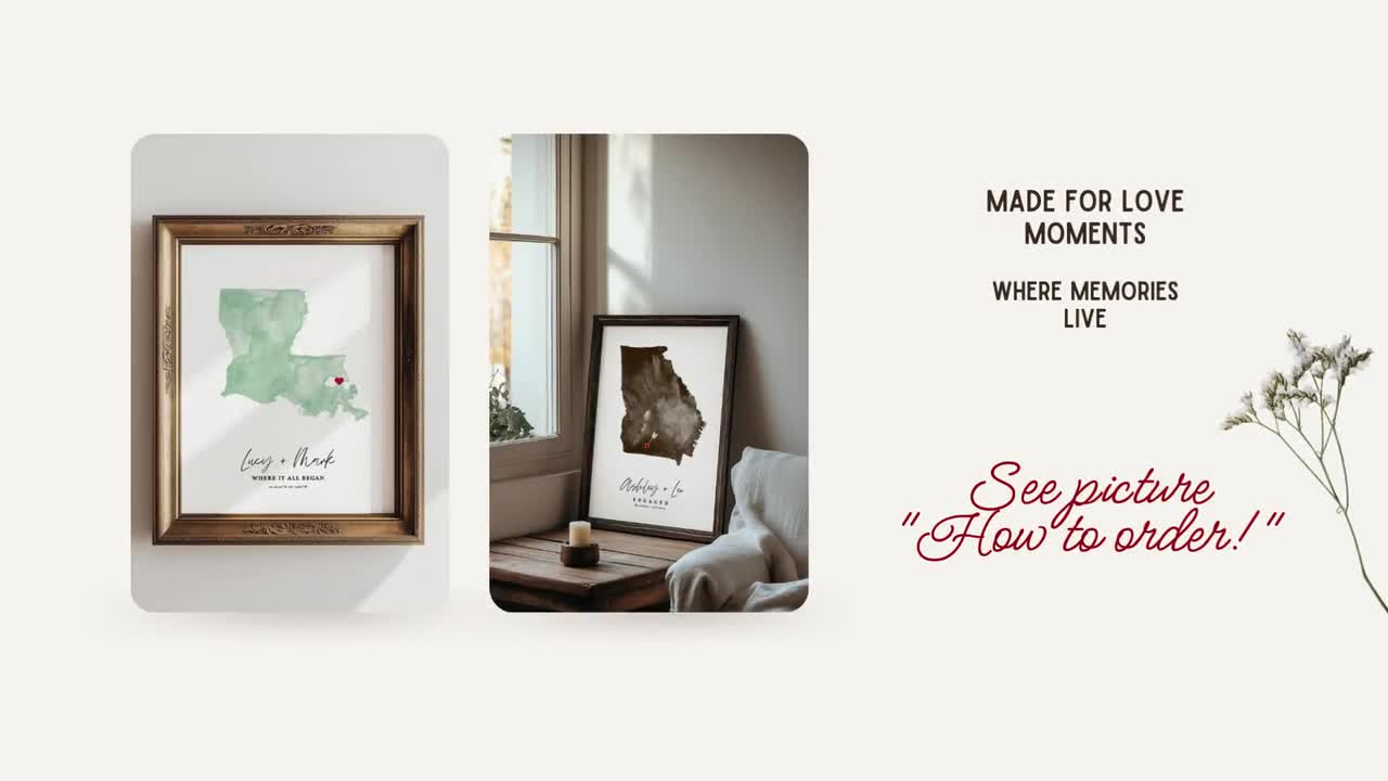 Impresión artística personalizada del mapa de Virginia Occidental, regalo de aniversario personalizado (descarga digital) video poster