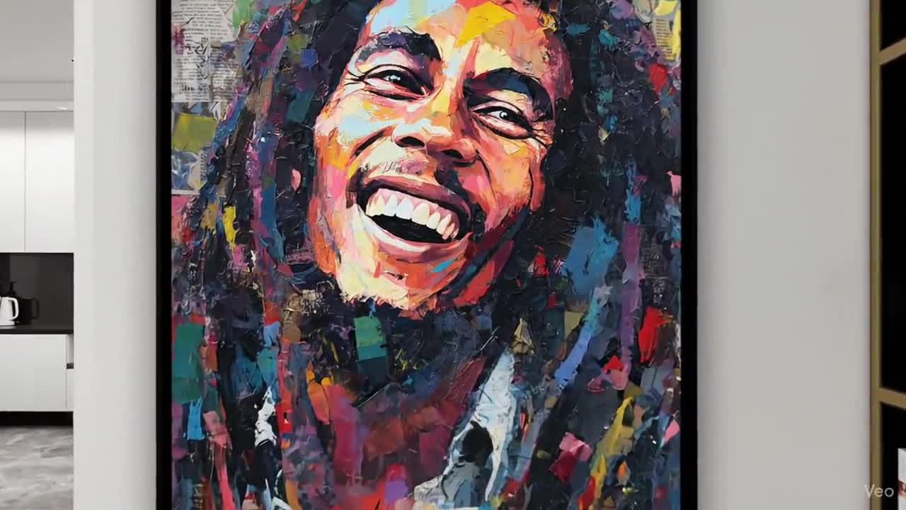 ボブ・マーリーのキャンバスウォールアート、カラフルなレゲエ