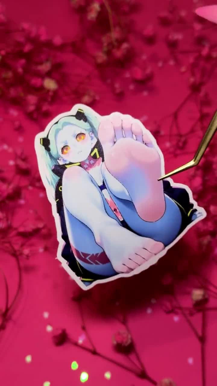 Rebecca Sticker | Cyberpunk: Edgerunners | Cute Waifu Anime Girl with Pretty Legs | Waterproof Matte Vinyl Die Cut Decal video poster