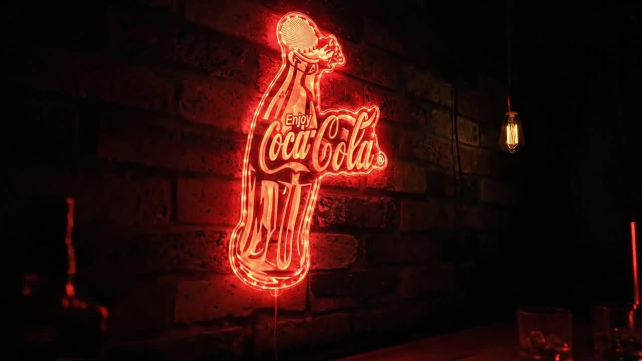 Coca Cola Bottle LED Wall Decor Sign, Game Room Man Cave Decor