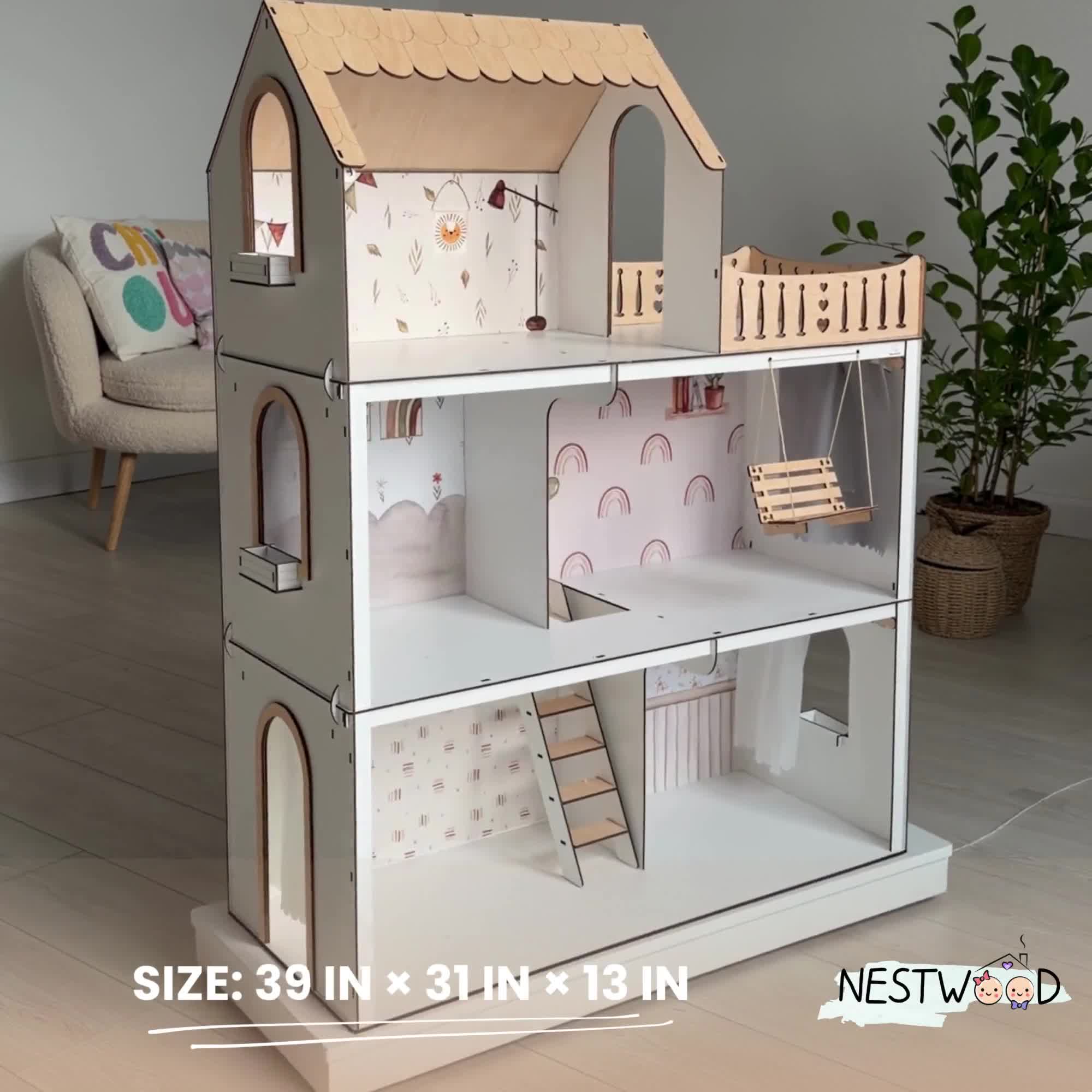 Scandi Dollhouse - Modern Scandinavian Style - 3 Floors 6 Rooms