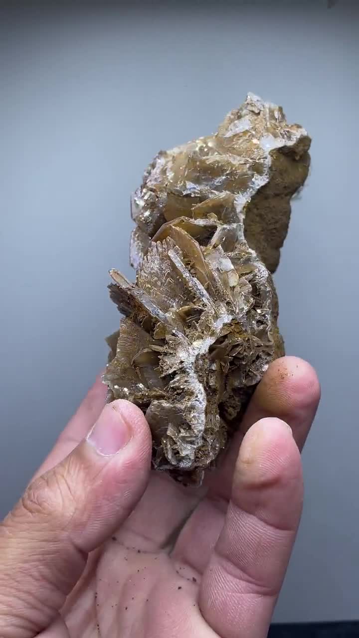 黄色のハイライトが入った茶色の重晶石結晶 - 希少なモロッコ産鉱物