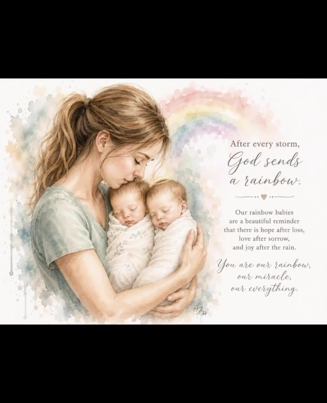 Custom Watercolor New Mom Portrait - Personalized Mother and Baby