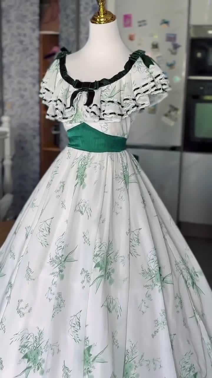 scarlett o'hara green and white dress Green Mermaid Velvet Long Prom Dress, Green Long Evening Dress US 2 / Green main image 1