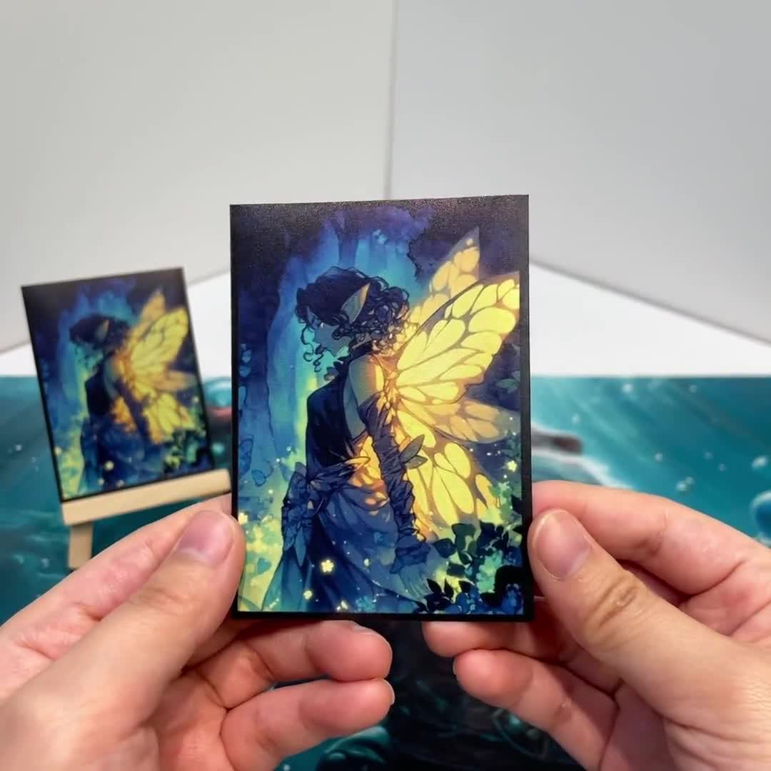 Mtg Sleeves, Blue Faerie Card Sleeves, Matte or Foil, Gamer Gift, 66x91mm,  Standard Size