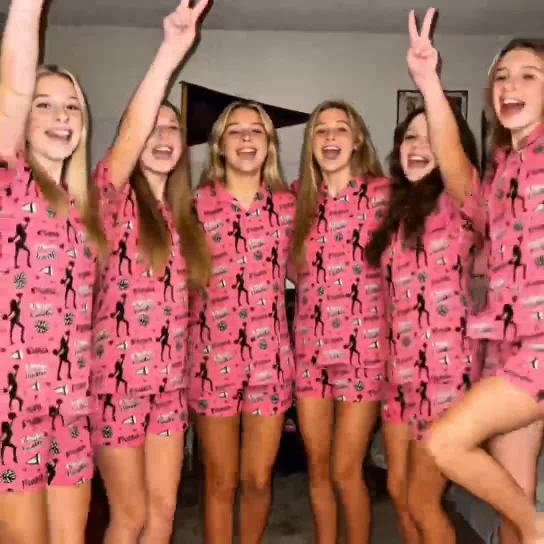 Short Sleeve Pajama Set: Cheer Leader Pajamas, Matching Cheer Squad PJs, Personalized Group Sleepwear video poster