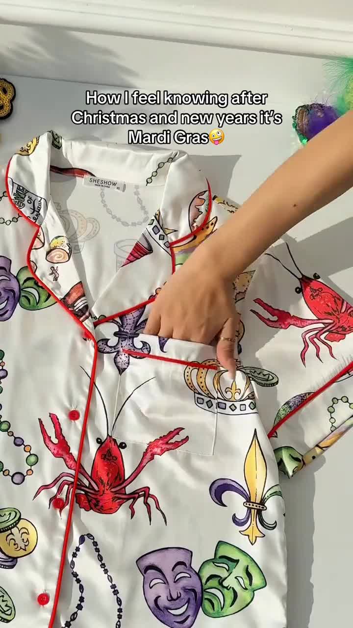 Tropical Pajama Set for Women, Flamingo Pineapple Floral Sleepwear, Short Sleeve Button Down Cute Summer Loungewear Pajamas video poster