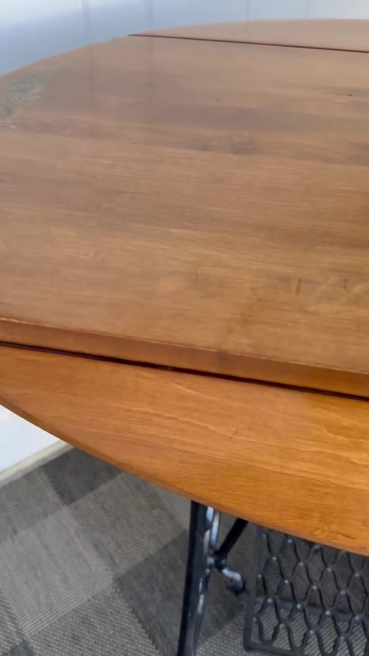 Vintage Singer Sewing Machine Base Drop Leaf Table - Unique Oval