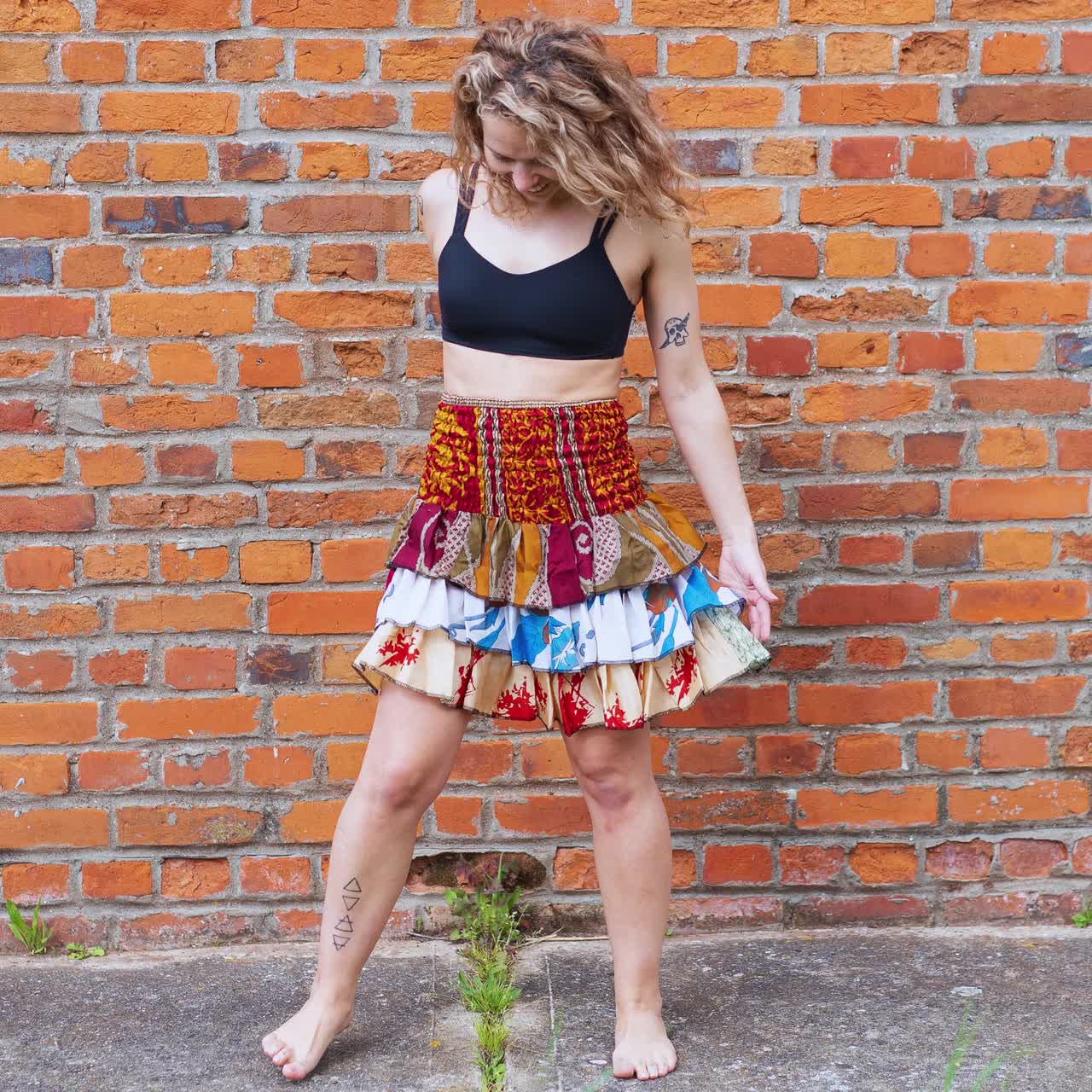 SARI SILK Rara SKIRT Free Size Rah Rah Festival Party Summer Layered Tiered  Dress Unique Individual Fabric Designs Cultural Roots - Etsy